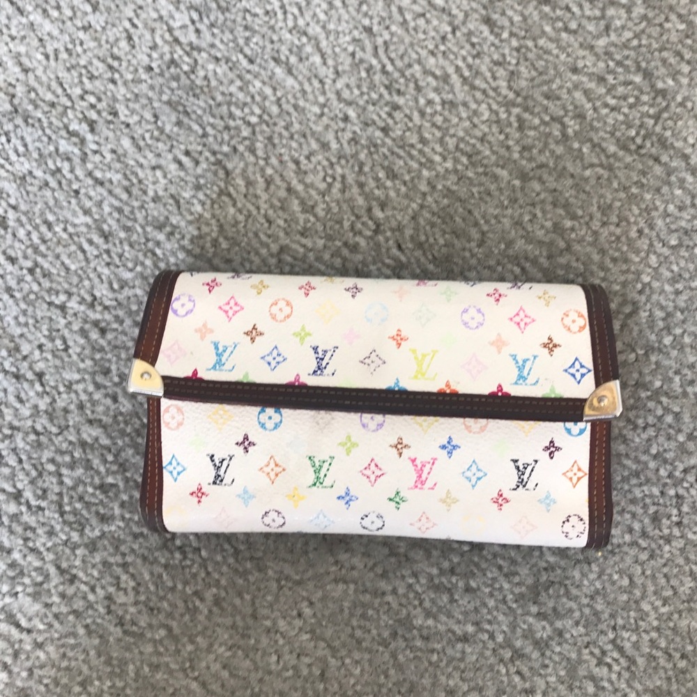 Authentic Louis Vuitton White Multicolor Wallet