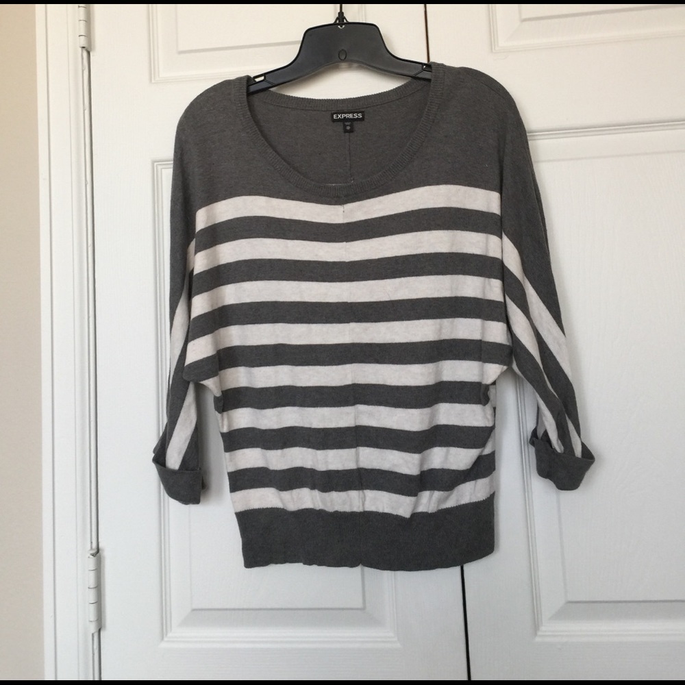 Grey and white striped sweater