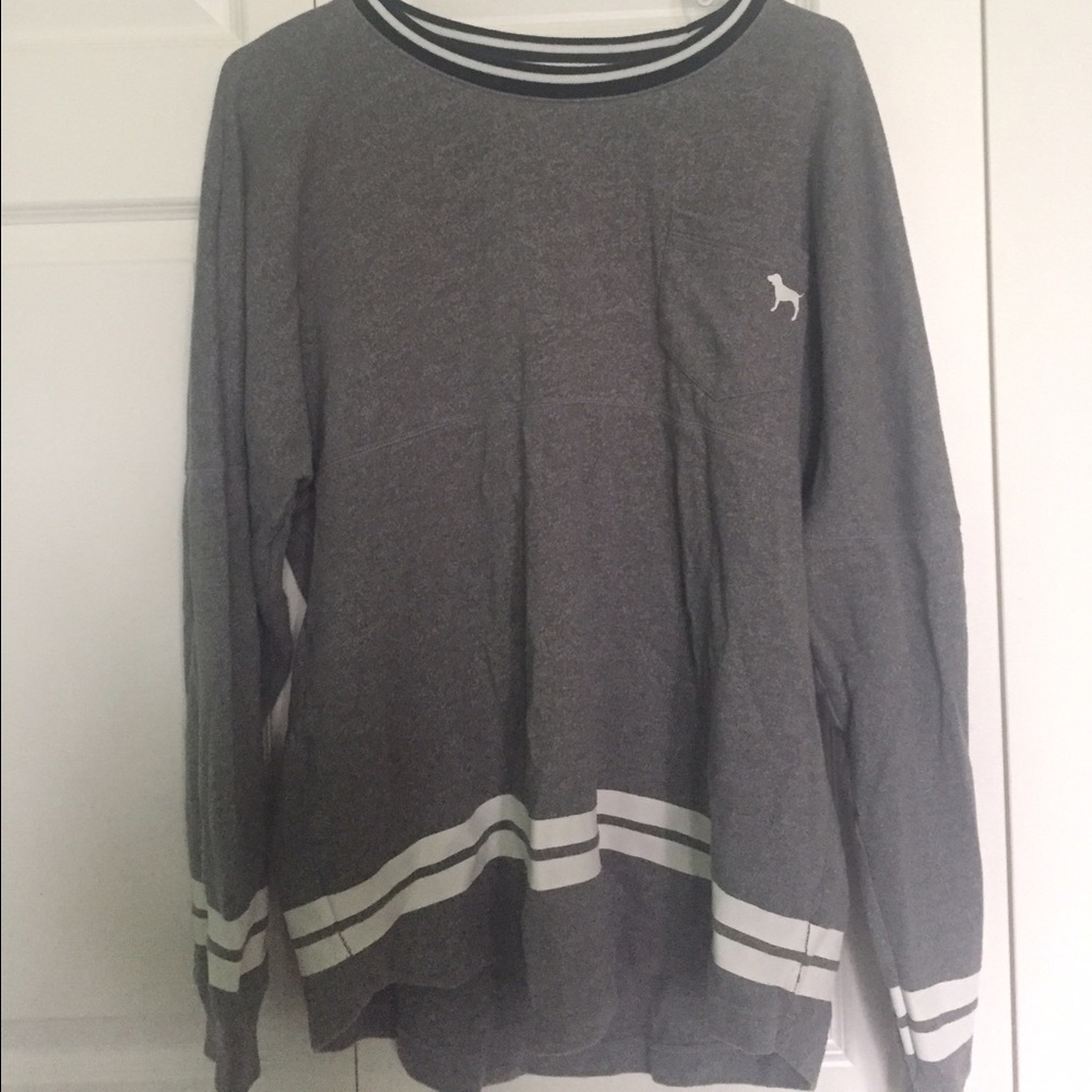 Pink VS Gray Varsity Long Sleeve