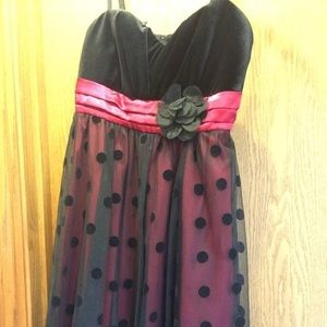 Red & Black Polka Dot hoco dress