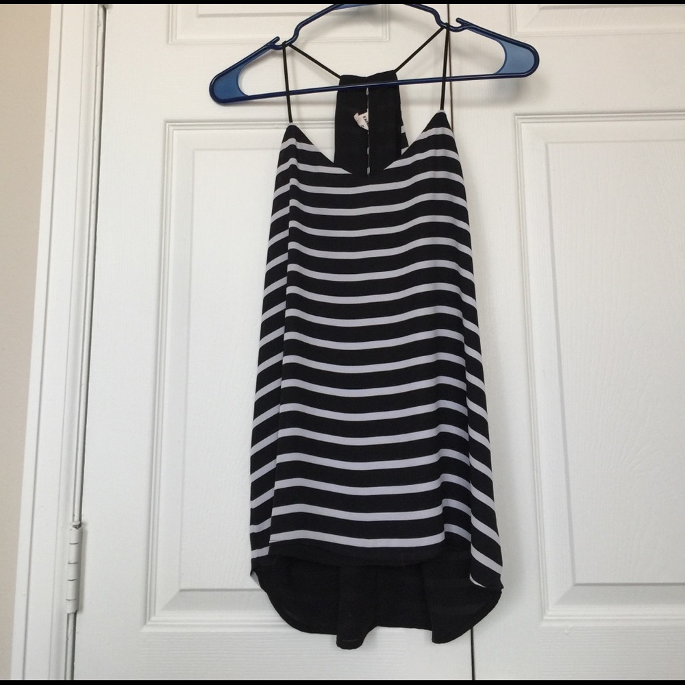 Black and white striped tank