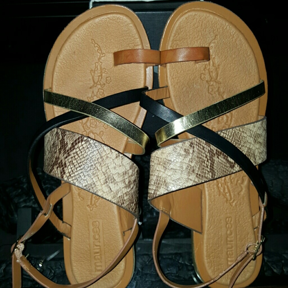 Maurice?s Rianna Metallic and snake skin sandal