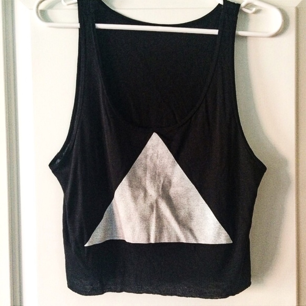 Teeki Black Crop Tank with Silver Triangle