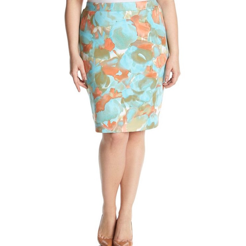 Floral Turquoise Scuba Skirt