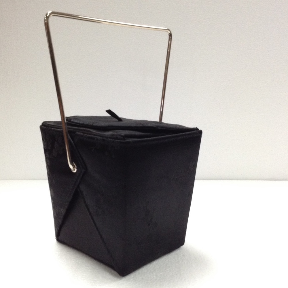 Black brocade take-out box purse