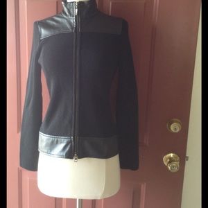 CLASSIQUES Entier ribbed wool jacket leather trim