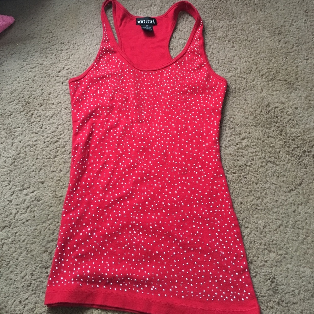 Red rhinestone tank top