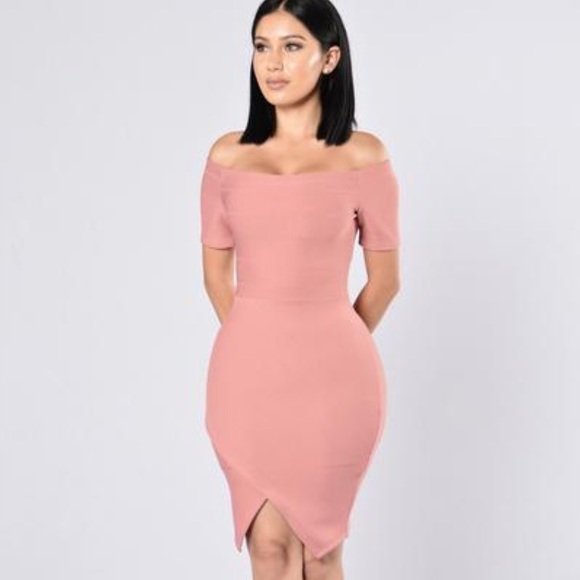 fashion nova pink off the shoulder dress