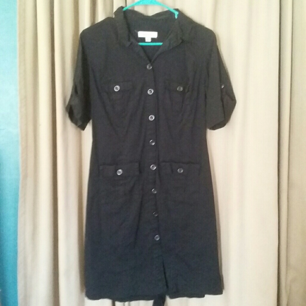 Black button up dress