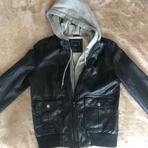 Obey faux leather jacket with hood
