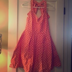 50s Aline backless polkadot dress