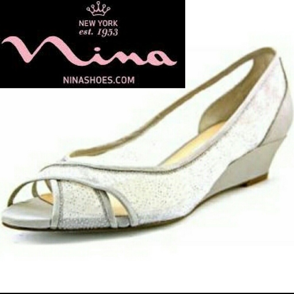 Nina women's silver wedge dress shoes