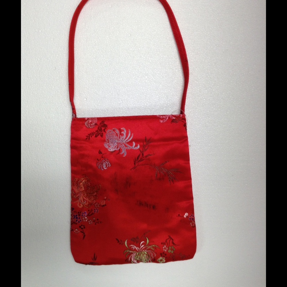 Red Brocade Sling Purse
