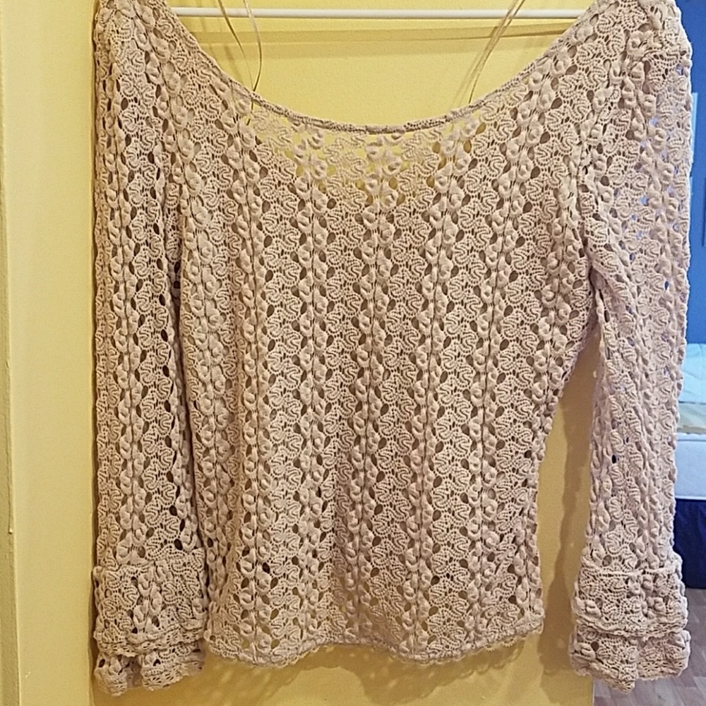 Free People Crochet Bell Sleeve Top *WORN ONCE*