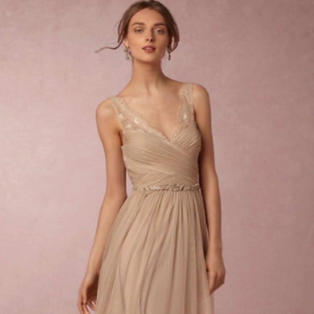 BHLDN fluer dress in sand color