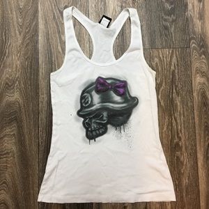 Purple sparkly bow tank