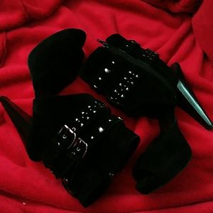 Black studded ankle heels