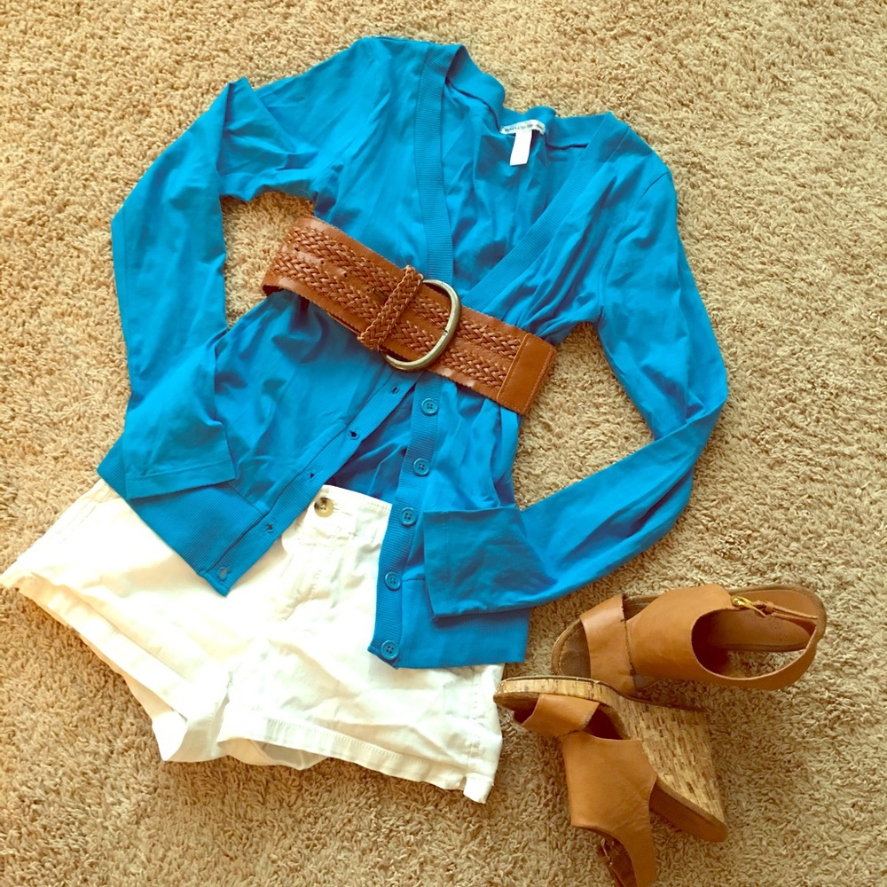 NWOT Electric Teal 100% Cotton Cardigan
