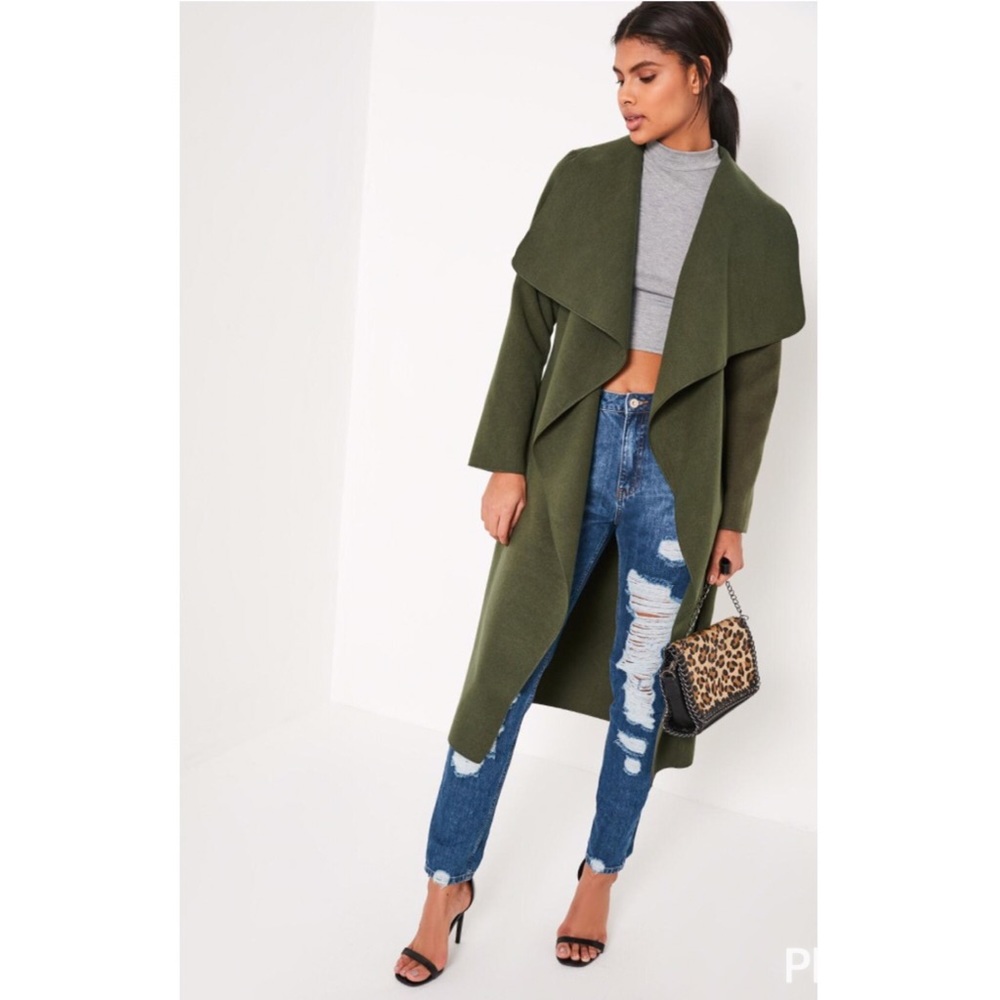 MISSGUIDED Oversized Waterfall Green Duster NWT