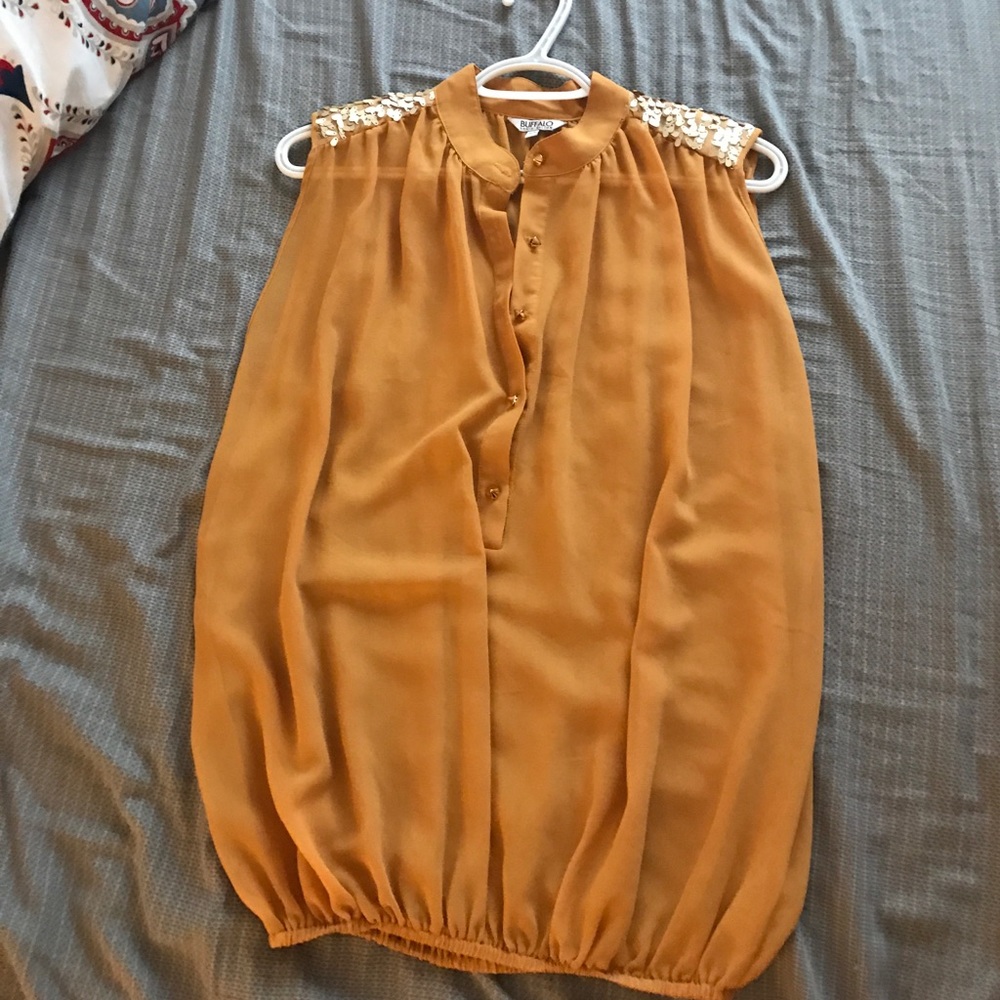 Mustard Button Up Tank