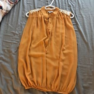 Mustard Button Up Tank