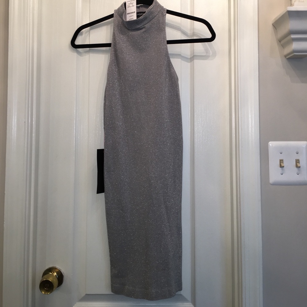 Bebe metallic fitted mini dress NWT - size P/S