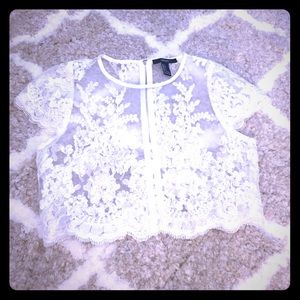White lace crop top