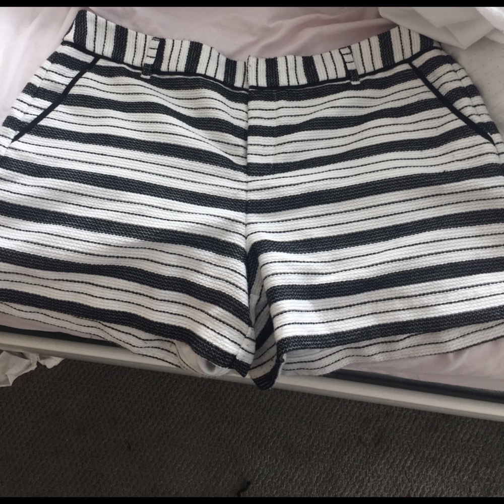 High wasted black and white striped shorts
