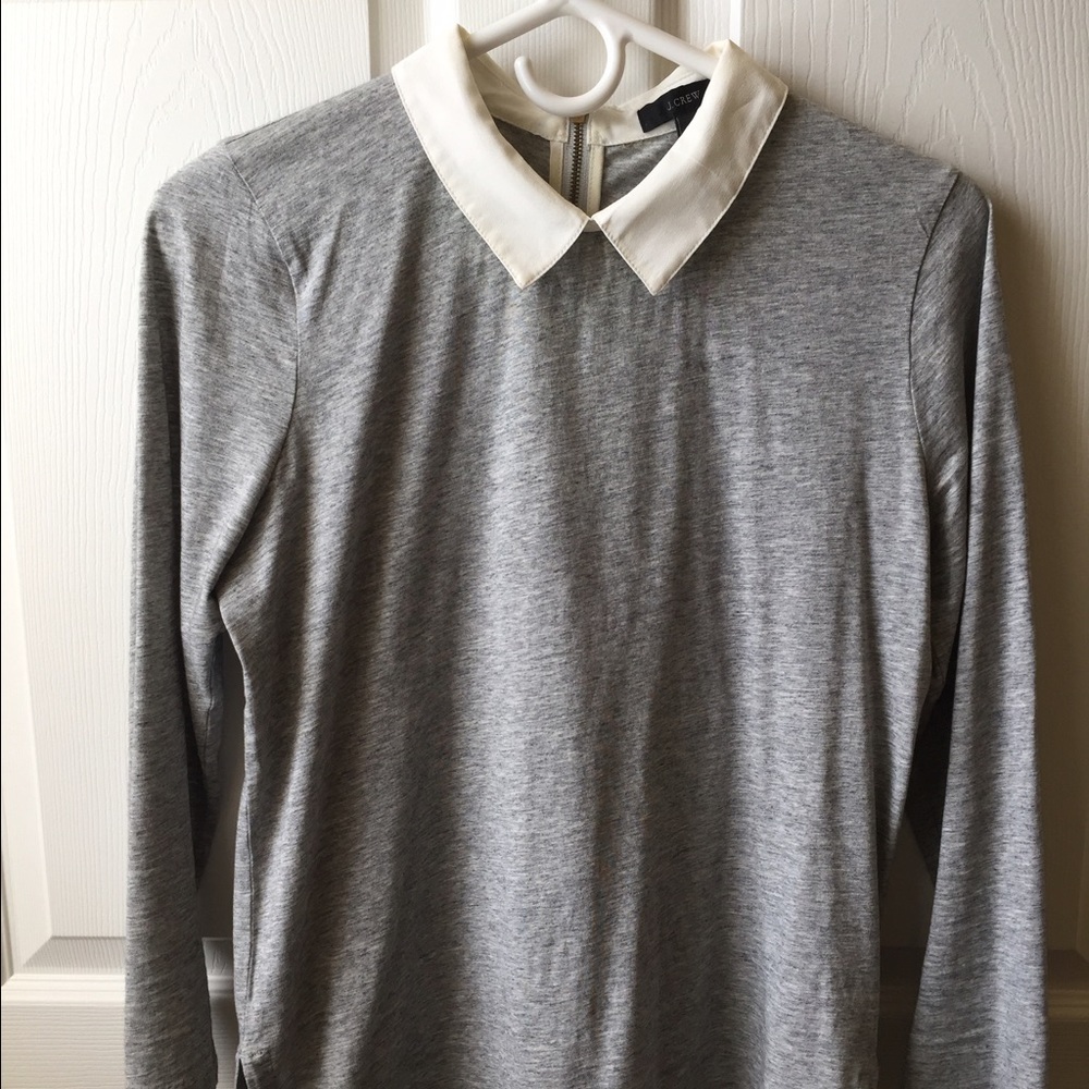 J Crew gray tee with Peter Pan style collar