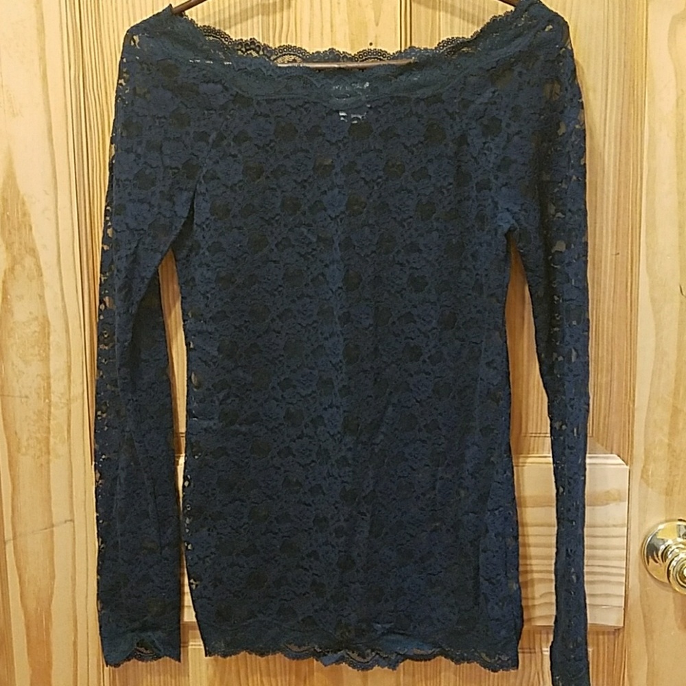Free People Long Sleeve Lace Top