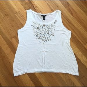 Alfani embellished white tank top NWOT