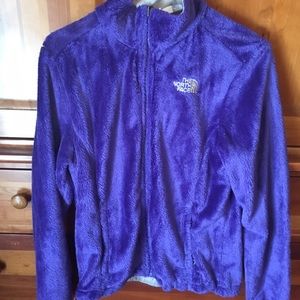 Purple fuzzy north face jacket