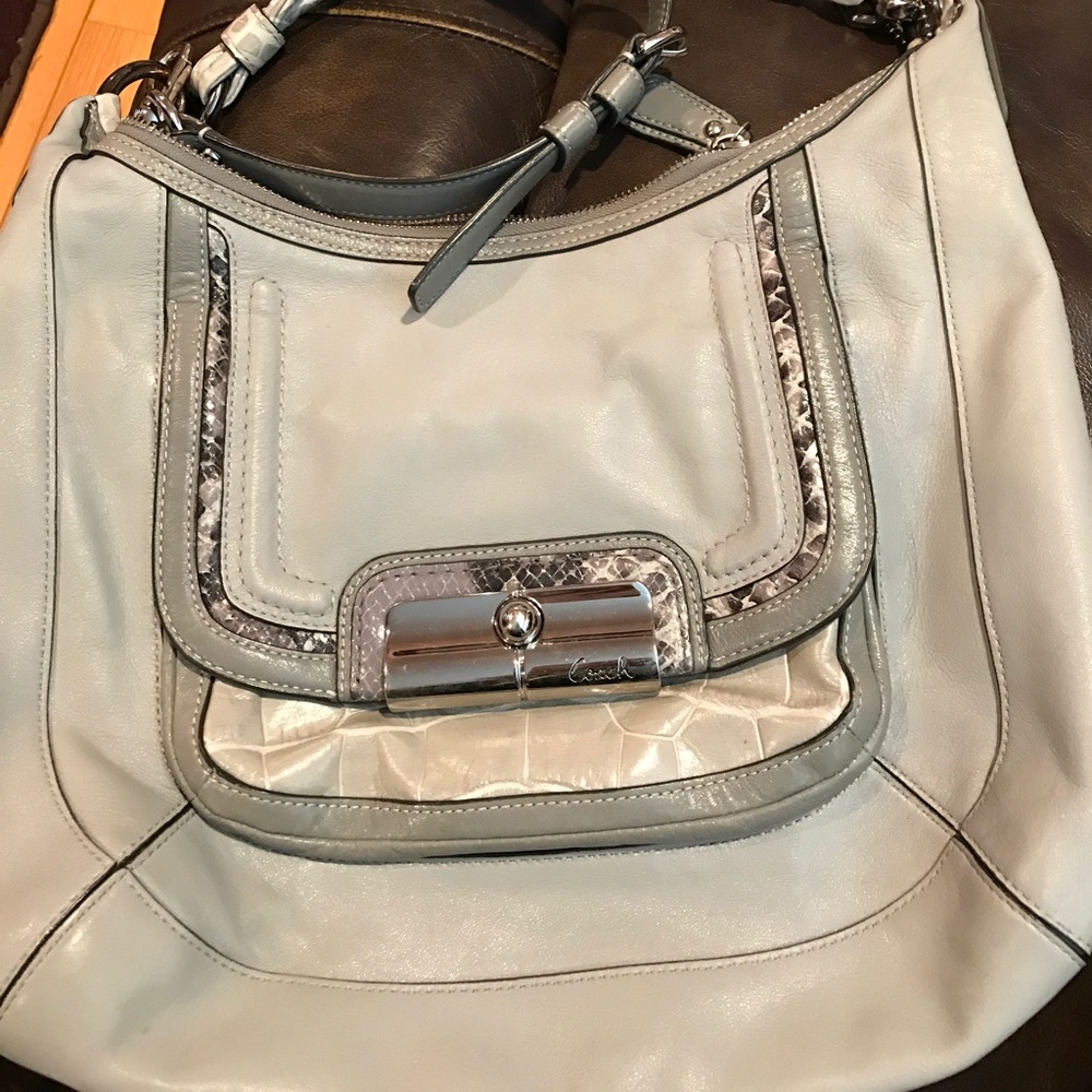 Gray all leather coach bag...