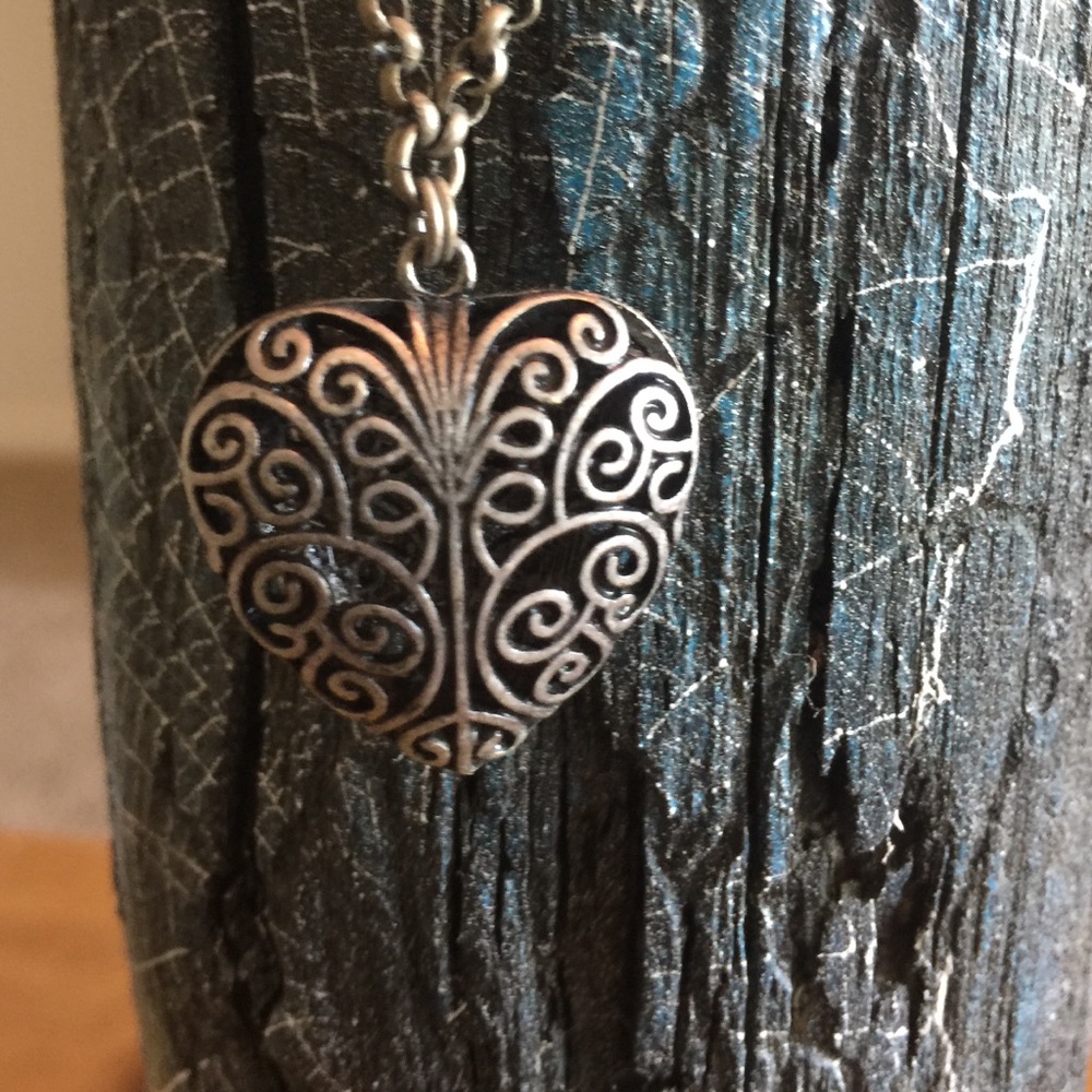 Vintage heart 18" necklace. Heart is 1  1/2 "