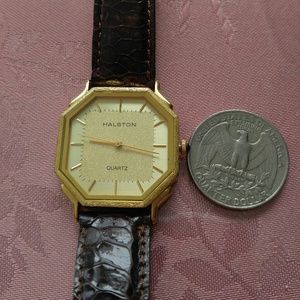 Halston watch in brown leather band