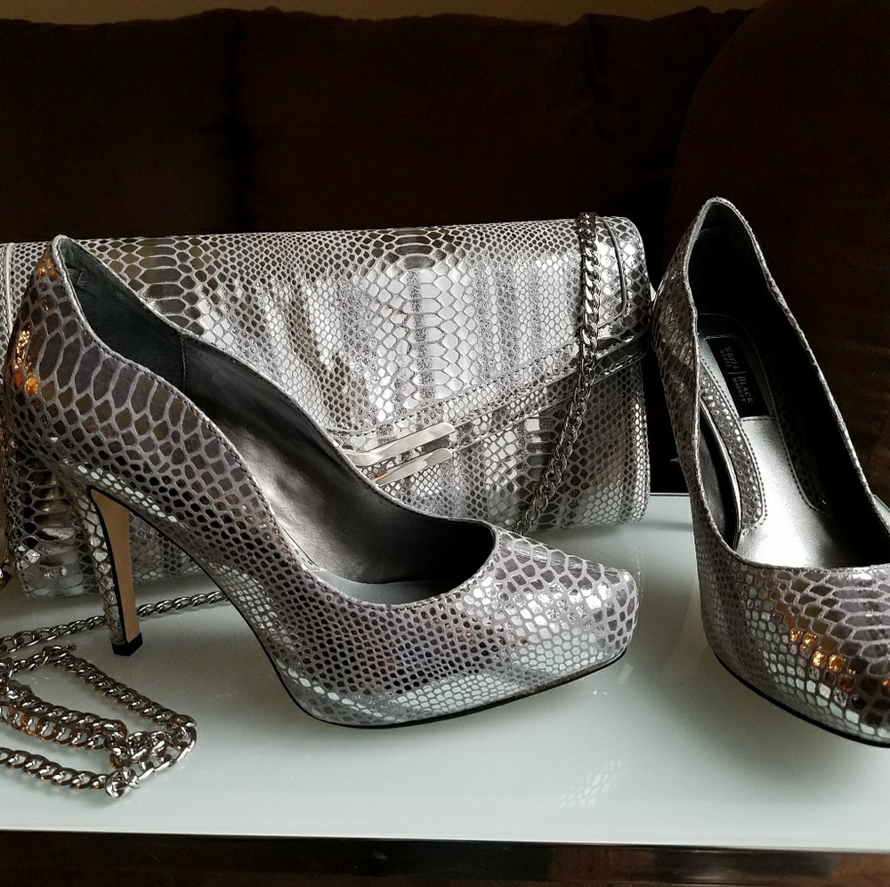 WHBM Printed Metallic Snake Heel