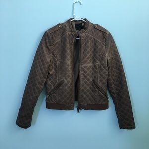 Forever 21 brown leather puffer jacket