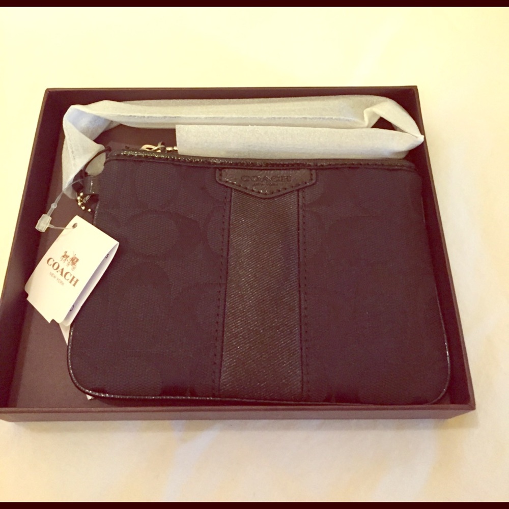 Coach Signature black wristlet
