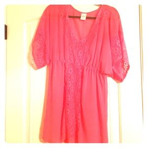 Xhilsration. Pink lace swimsuit cover up.