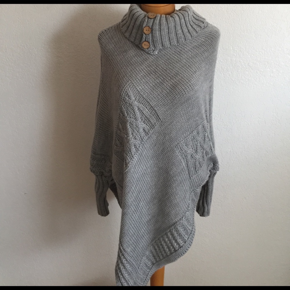 Grey knit cape sweater