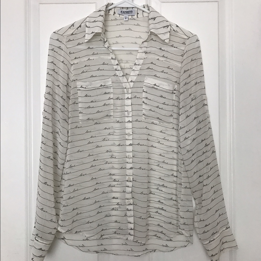 Express "Love" Button Down Blouse