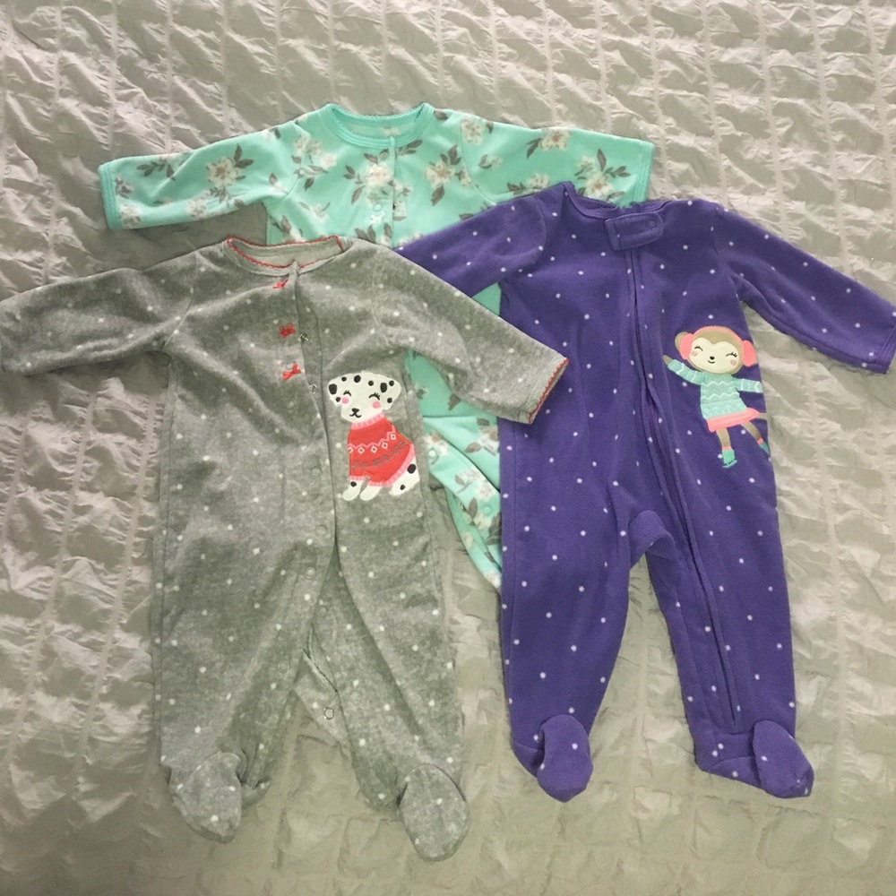 Carters Baby Girl Sleepers Size 3mo.