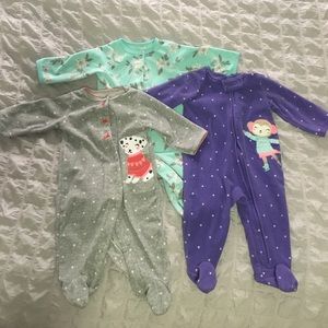 Carters Baby Girl Sleepers Size 3mo.