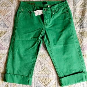 J. Crew Green Jean Capri Pants