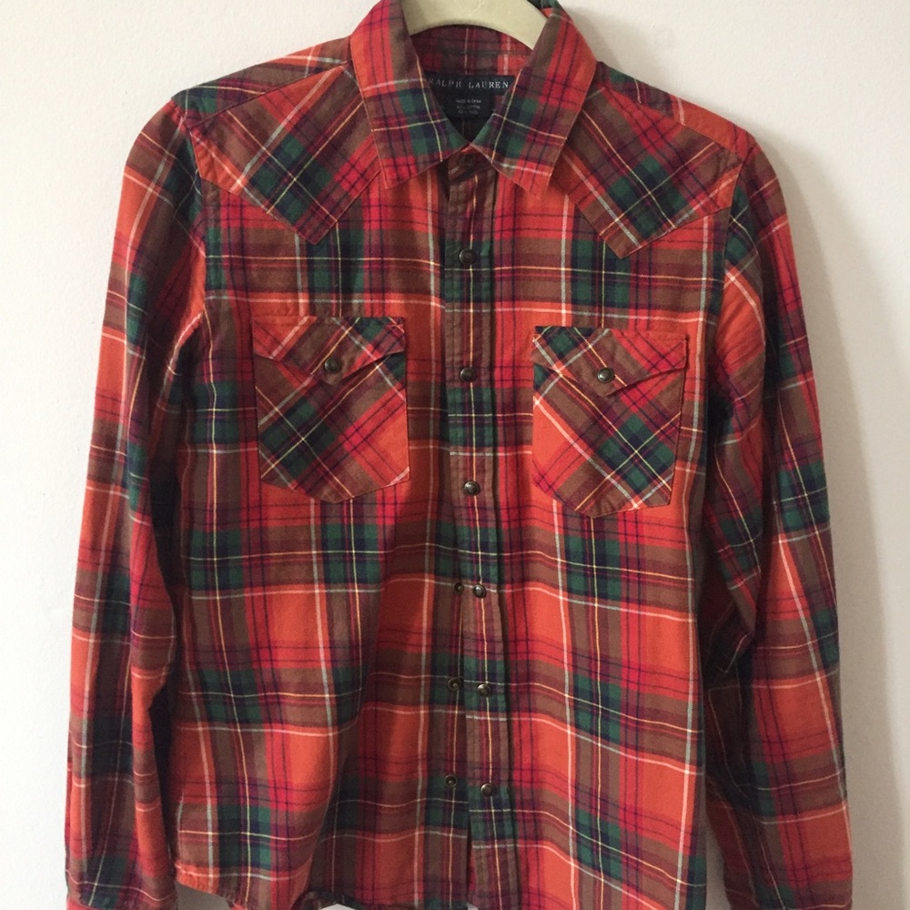 Ralph Lauren snap flannel. Fitted. Size 6