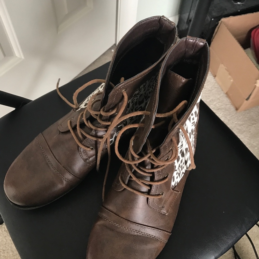 Brown tribal boots