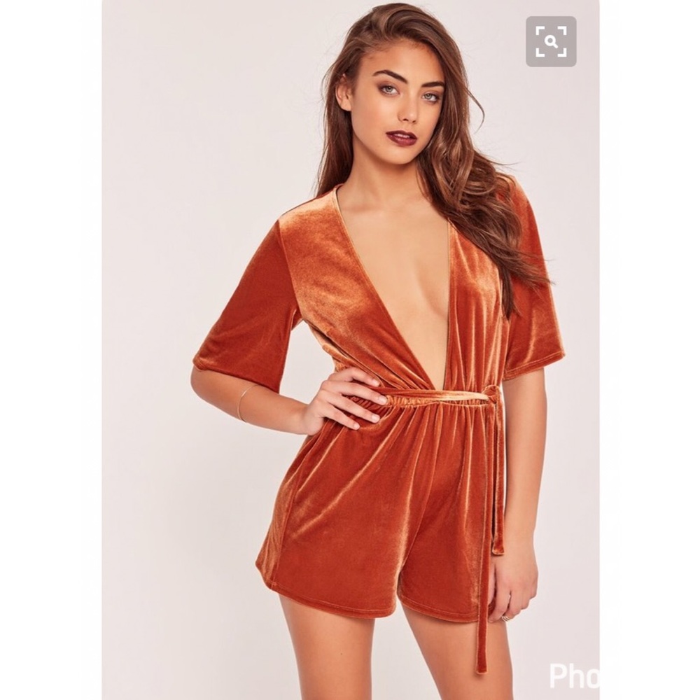 MISSGUIDED Velvet Kimono Sleeve Playsuit NWT