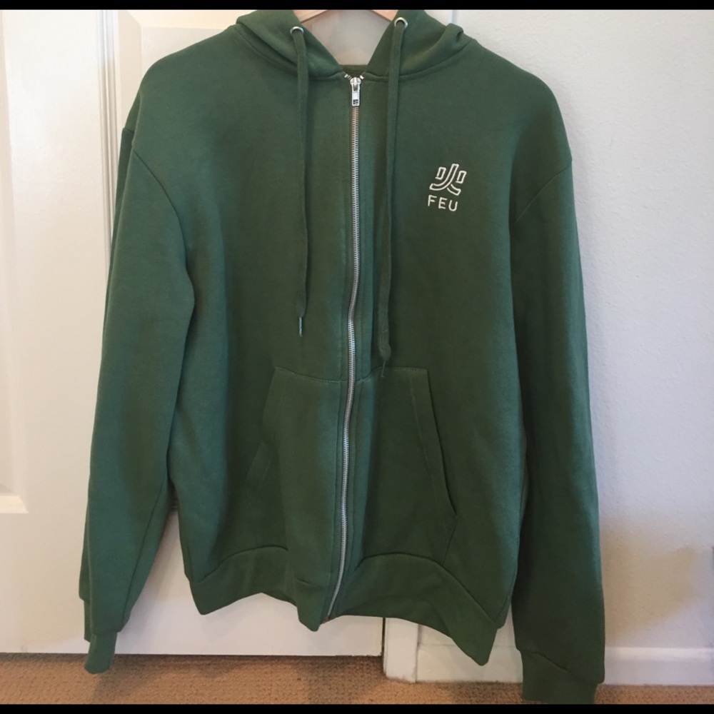 rad army green zip up hoodie