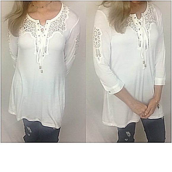 Lace Up Bohemian Chic Butter Soft  Flowy Tunic SM - Picture 2 of 8