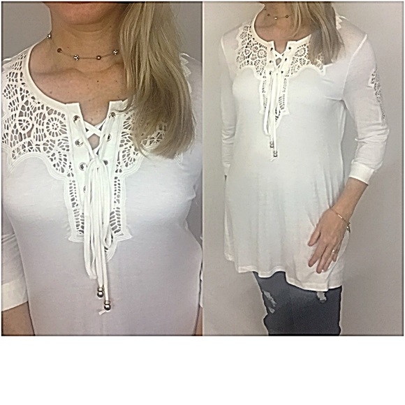 Lace Up Bohemian Chic Butter Soft  Flowy Tunic SM - Picture 3 of 8